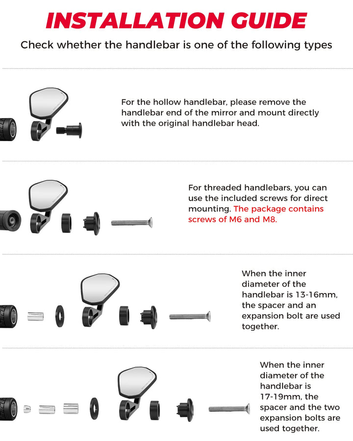 Motorcycle 360 Degrees Ball-Type Adjustment Handlebar Mirrors - Kemimoto