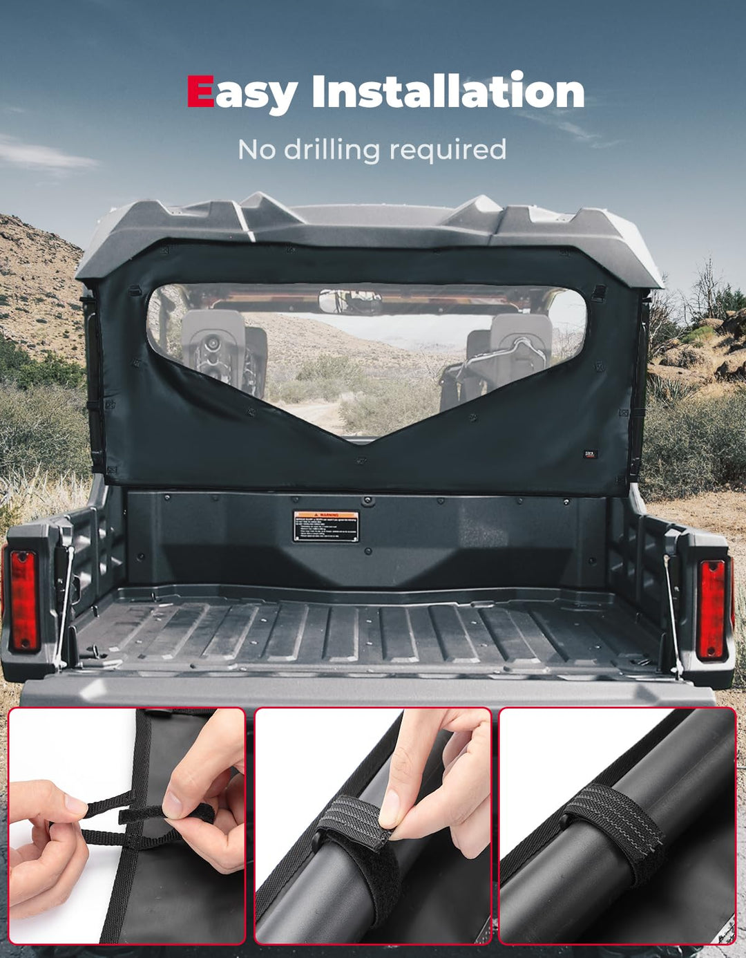 UTV Roll Up/ Down Soft Rear Window Fit 2023+ Pioneer 1000-6 - Kemimoto