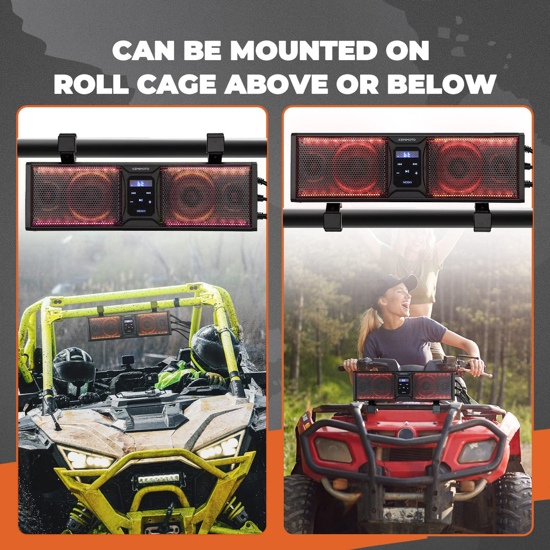 16'' RGB UTV ATV Golf Cart Sound Bar, BT 5.0, Amplified, IP65 Waterproof Dustproof - Kemimoto