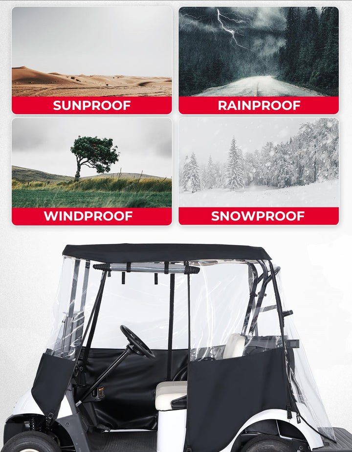 600D Rain Cover Golf Cart Enclosure 2 Passenger - Kemimoto