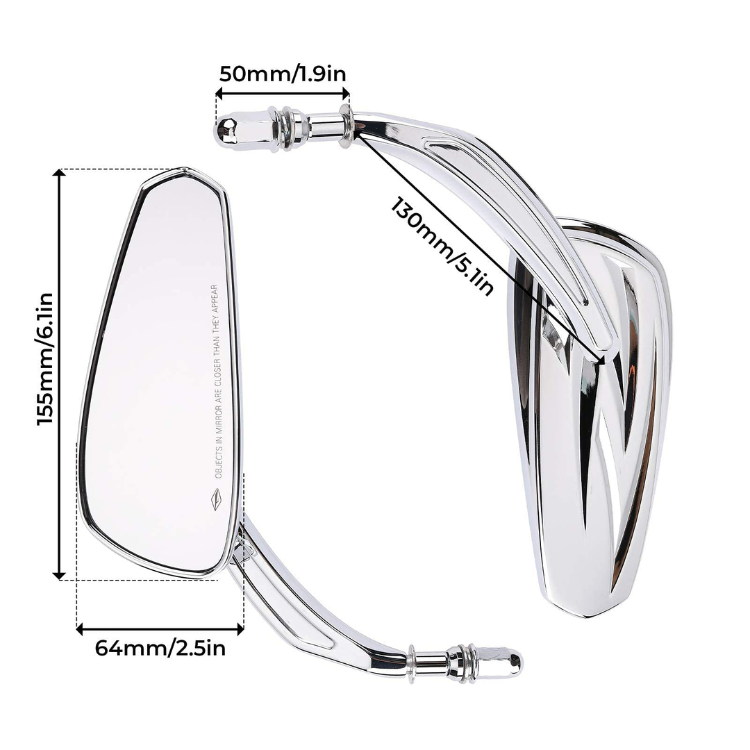 Harley Long Stem Rear View Mirrors - Kemimoto