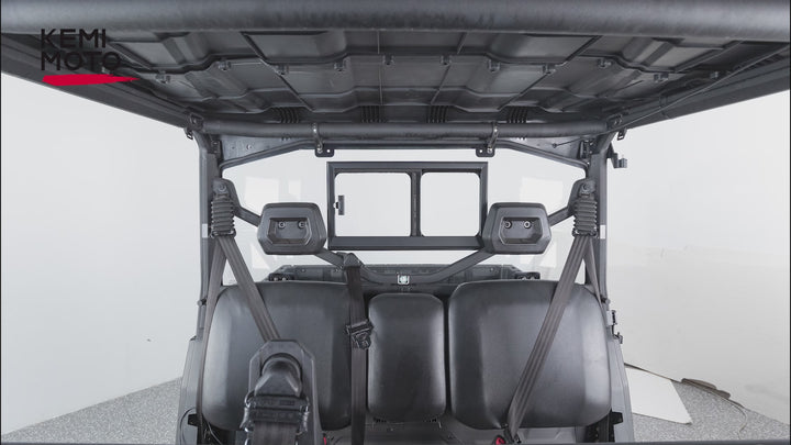 Glass Rear Windshield with Sliding Window for Can-Am Defender & Defender Max HD5/HD8/HD10 (2016–2026) – 5MM DOT Laminated Safety Glass, Scratch-Resistant