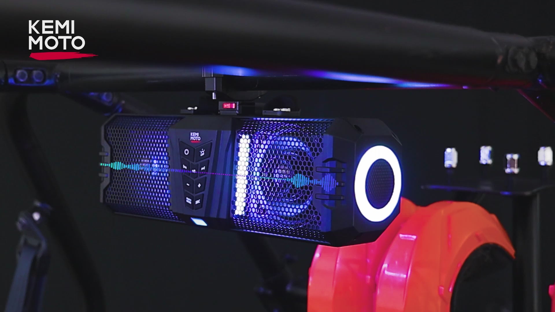 KEMIMOTO Midnight 40B 16'' 2-Speaker Louder RGB UTV Sound Bar (Built-in Battery)