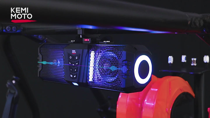 KEMIMOTO Midnight 40B 16'' 2-Speaker Louder RGB UTV Sound Bar (Built-in Battery)
