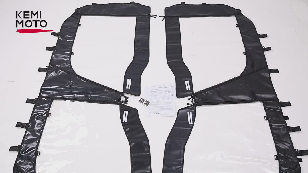 KEMIMOTO Soft Upper Doors for Honda Pioneer 1000-5 with Straight YKK Double Zippers and Anti-Slip Webbing