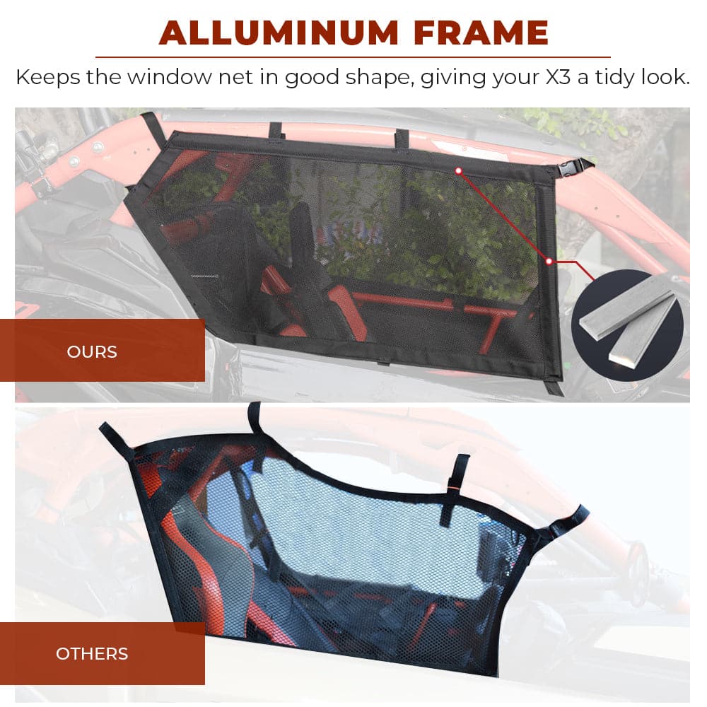 Can Am Maverick X3 One Pair Window Nets Black Protective Net UTV 2017-2019 - KEMIMOTO