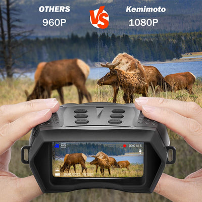 Digital Night Vision Goggles, 1900ft Viewing Range, 7 IR Levels, 1080P Video, 2.5''TFT - Kemimoto