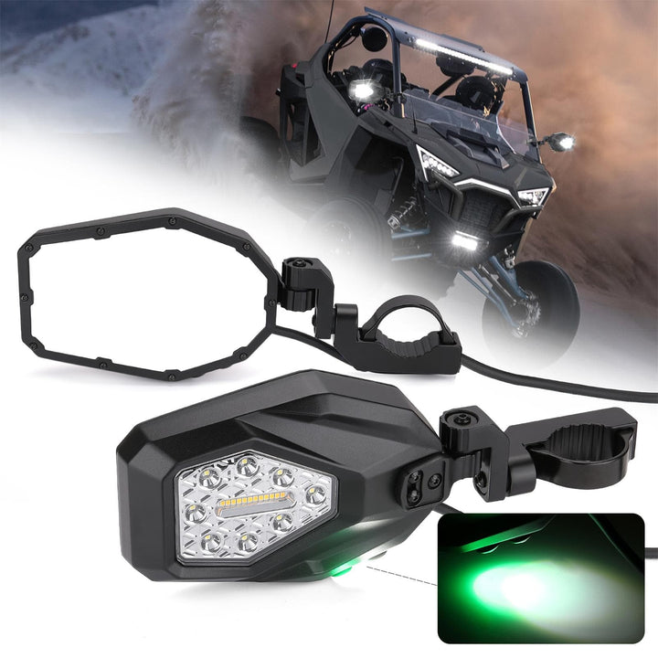 LED Lighted Side Mirrors with Three Unique Useful Lights - KEMIMOTO