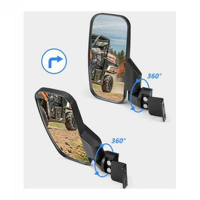 Polaris Ranger & Can-Am X3 Side View Mirrors with Lock and Ride Cab System/Heavy Duty Large Size - KEMIMOTO