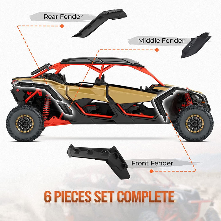 Can-am Maverick X3 / X3 MAX fender flares & side mirrors & door bags - Kemimoto