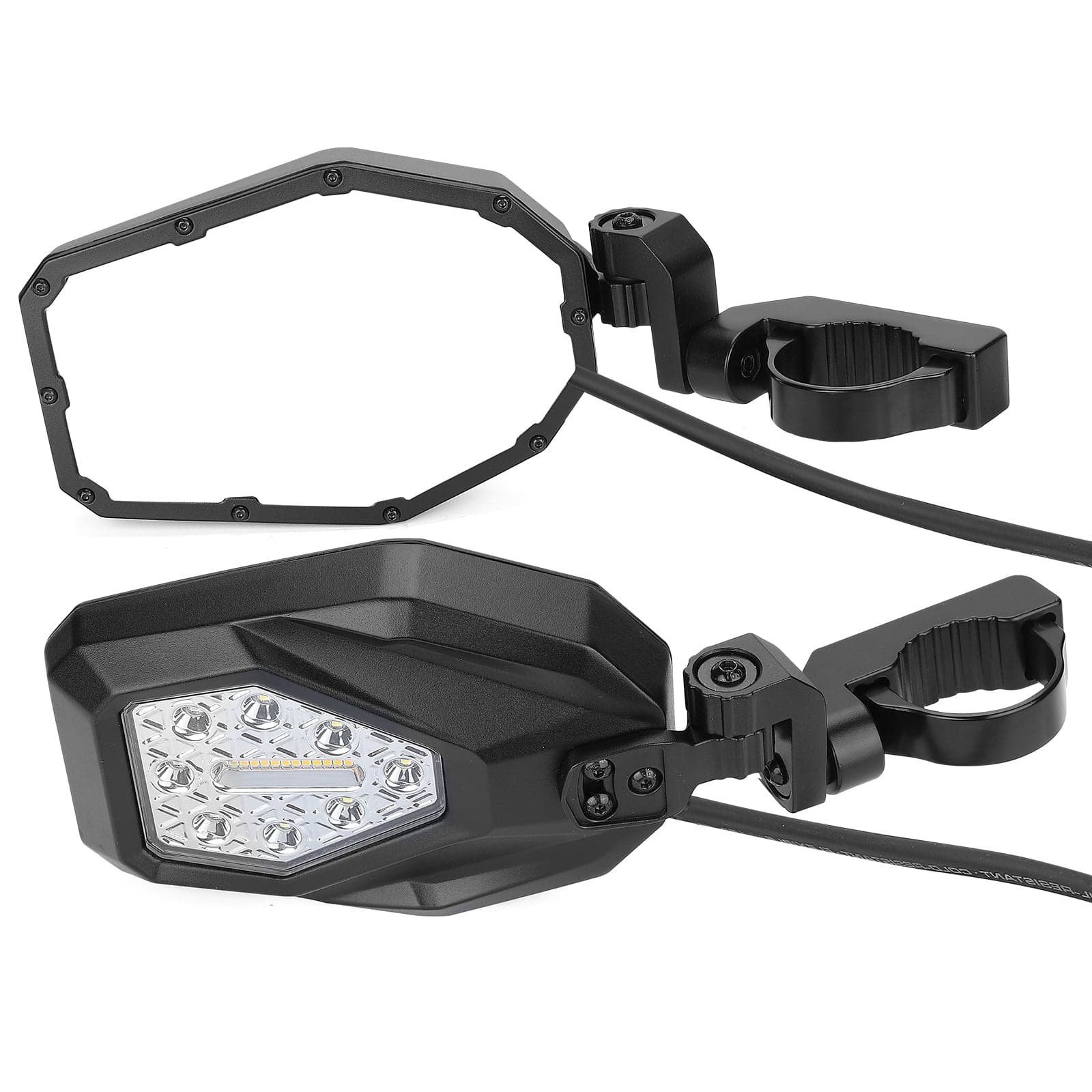 LED Lighted Side Mirrors with Three Unique Useful Lights - KEMIMOTO