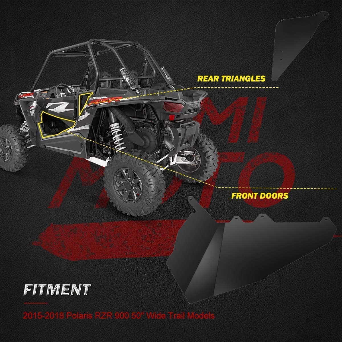 50" Wide Trail 2 Lower Door Panel Inserts Kit for Polaris RZR 900 2015-2019 - KEMIMOTO