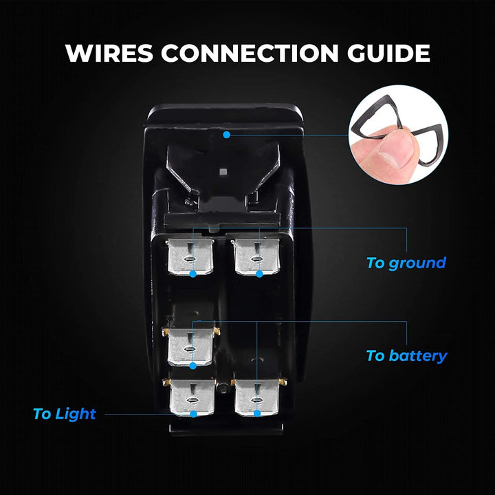 5Pin ATV Rocker Switch Toggle ON-Off Led Light Bar & Backup Lights Push Button Rocker - Kemimoto