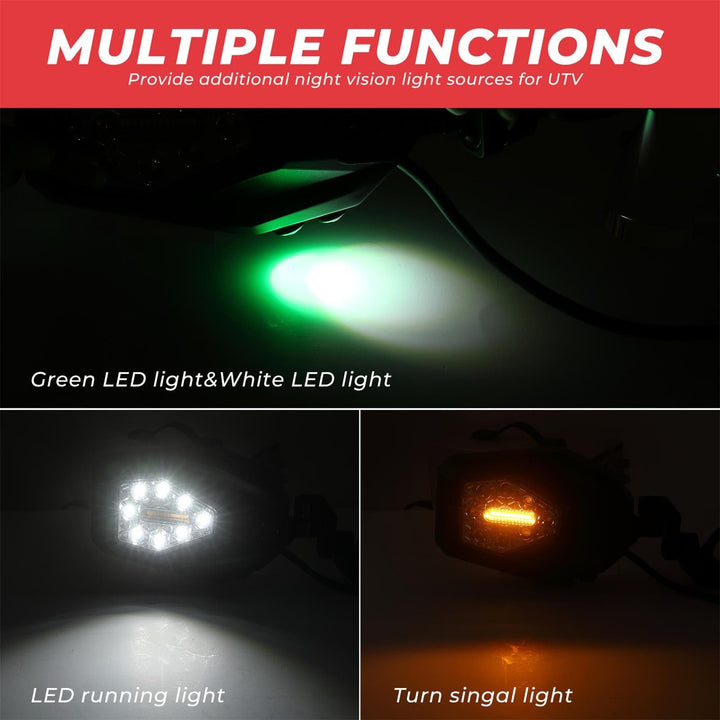 LED Lighted Side Mirrors with Three Unique Useful Lights - KEMIMOTO