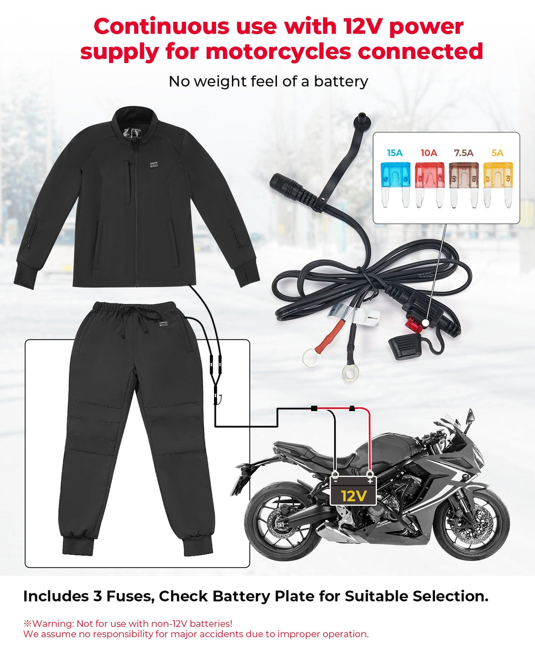 12V Heated Jacket for Motorcycle Riding