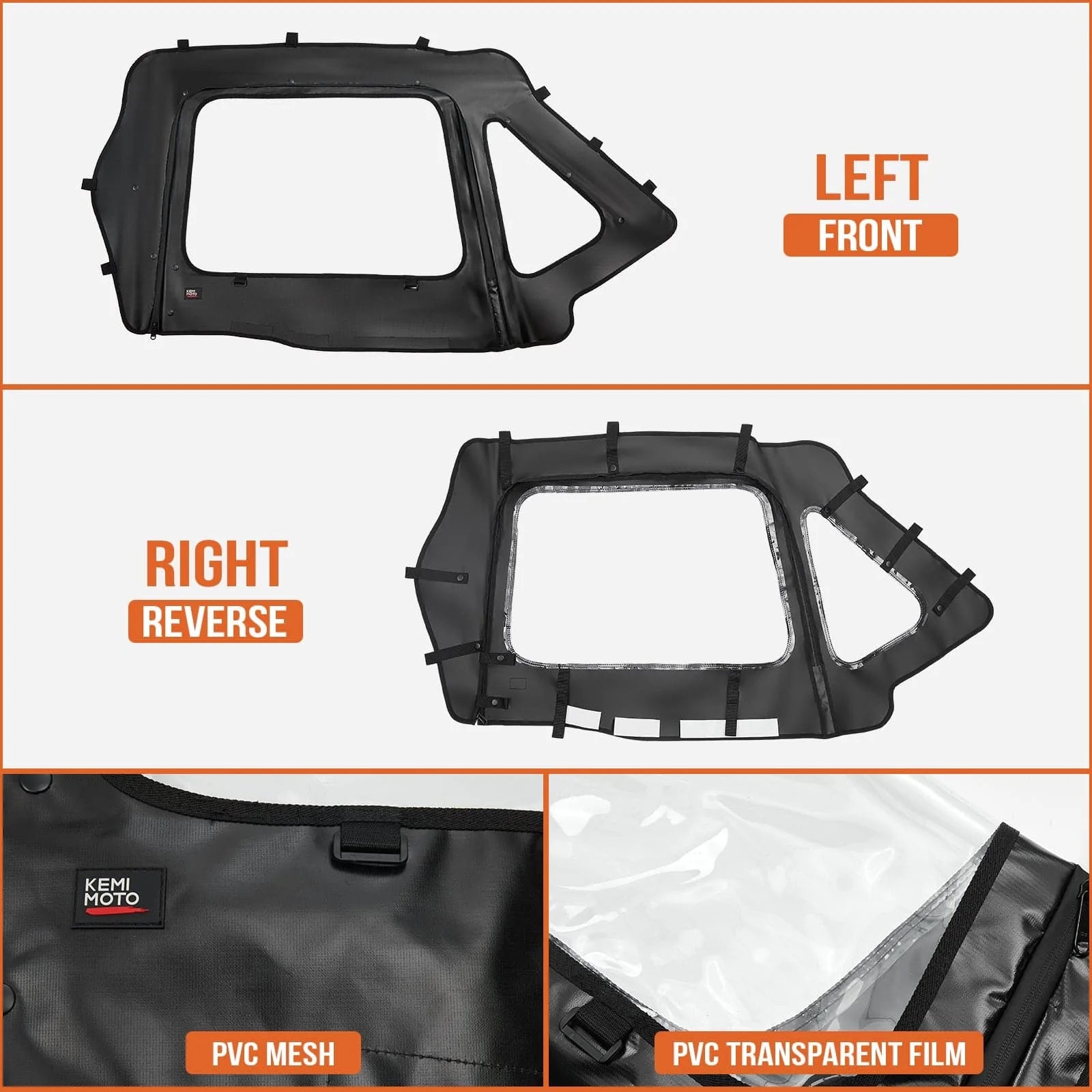 Kawasaki Teryx Soft Upper Door Set (OEM# 99994-1298) - KEMIMOTO