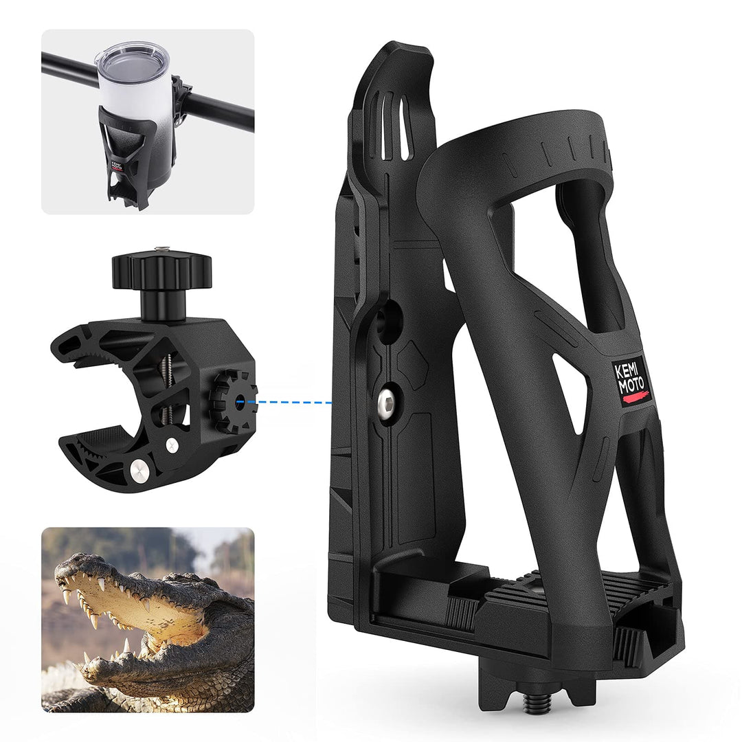 Upgraded Drink Holder Bike Water Bottle Holder Speaker Mount with 0.6”-1.75” Metal Clamp - KEMIMOTO