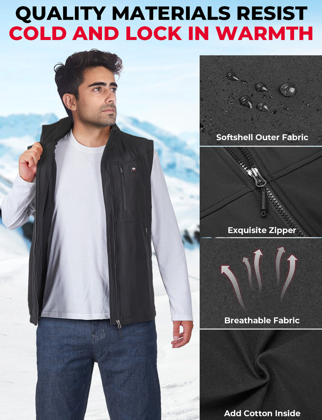 Lightweight Heated Vest for Men with Battery Pack Included