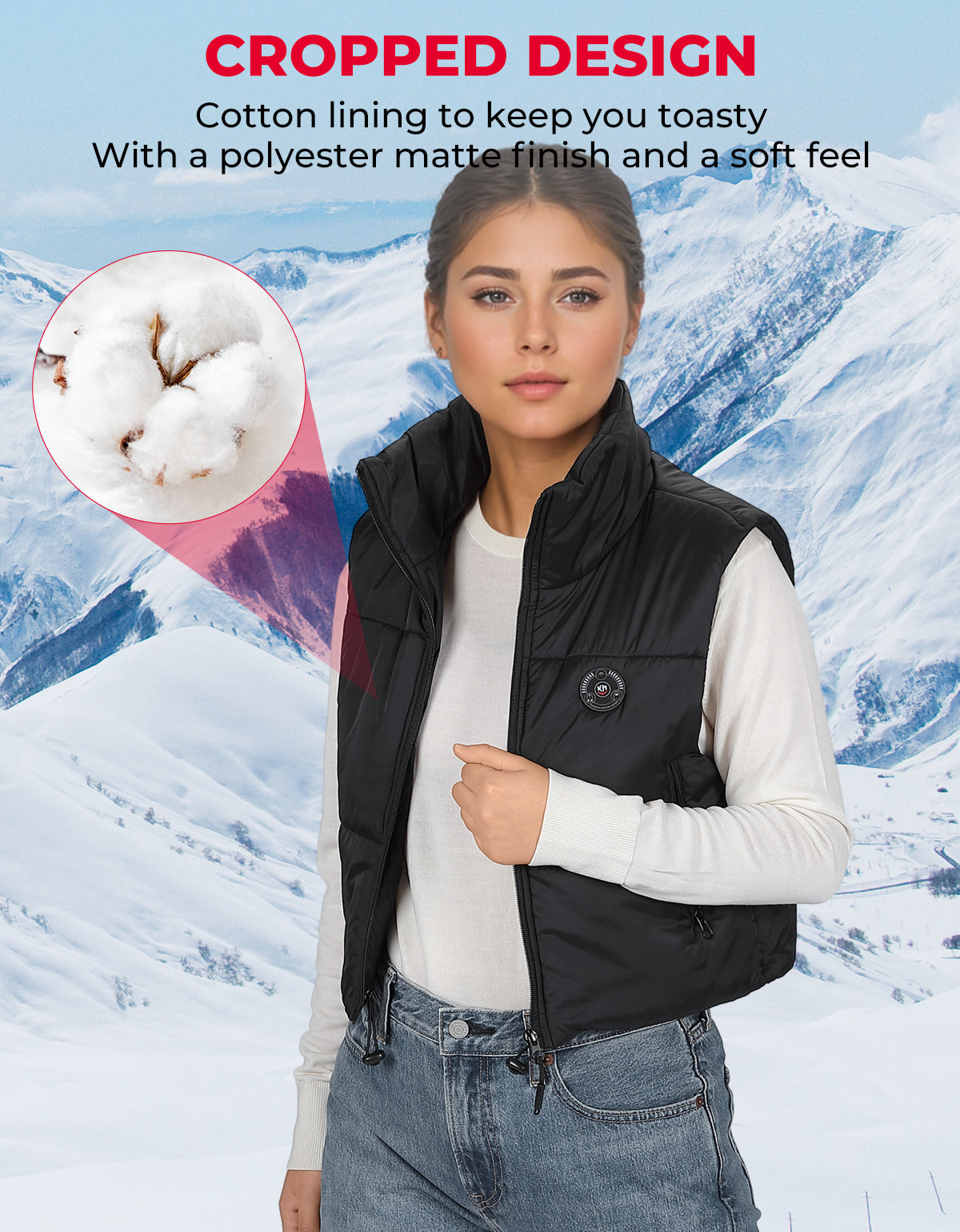 Women's Cropped Heated Vest with Battery Pack Included