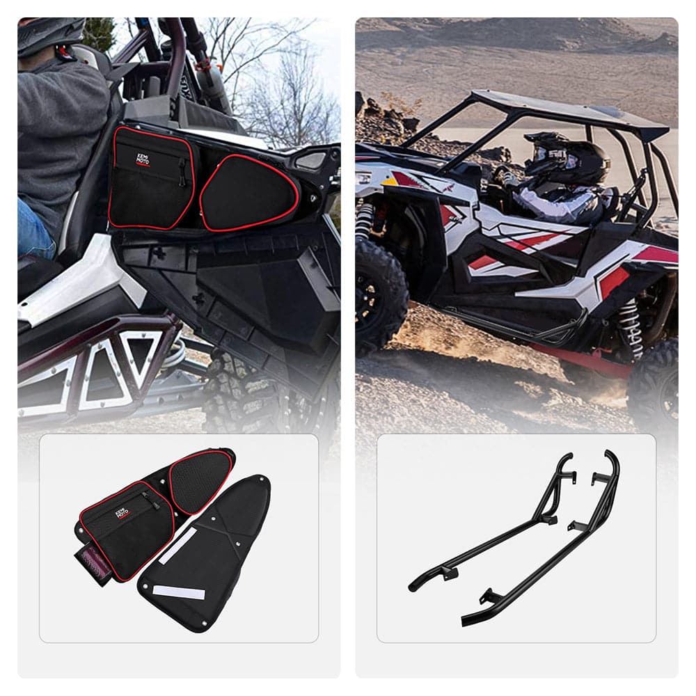 Polaris RZR 900/ 1000 Front Door Side Door Bags with Knee Pad Polaris & Side Nerf Bars Rock Sliders - KEMIMOTO