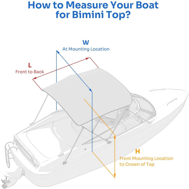 kemimoto Bimini Top for Boat, Pontoon Boat Bimini Top, 3 Bow Bimini - KEMIMOTO