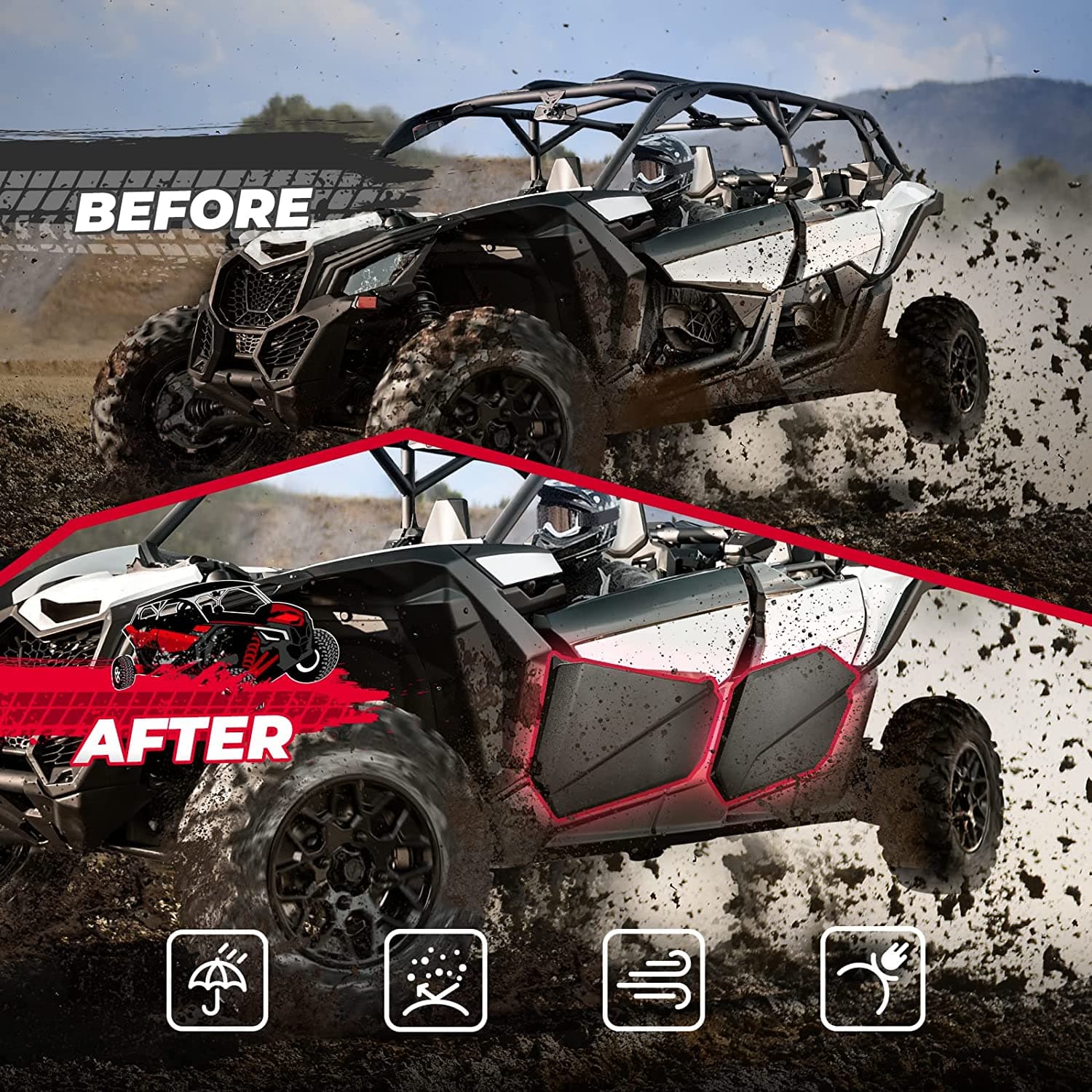 Can-Am Maverick X3 MAX Lower Doors Panels Kit (4Pcs) - Kemimoto