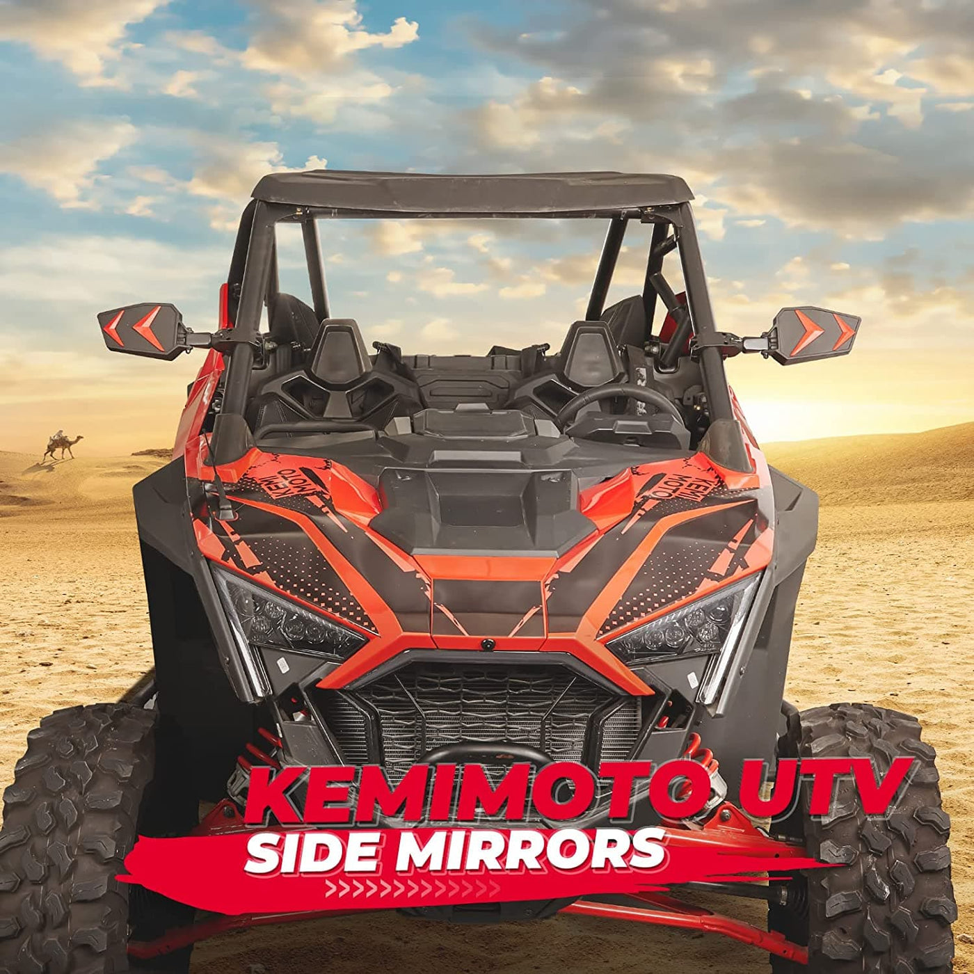 Universal Color Side Rear View Mirror For 1.75"-2'' UTV Roll Bar - Kemimoto