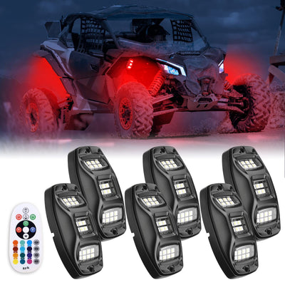 Universal 6 Pods RGB Rock Light Kit For UTV ATV Jeep Truck SUV Car - Kemimoto