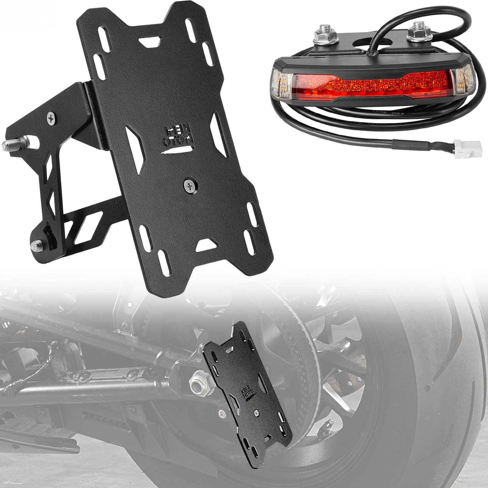 Motorcycle Side Mount License Plate Holder Bracket with LED Signal Light Fit Sportster S RH1250 2021-2023 - Kemimoto