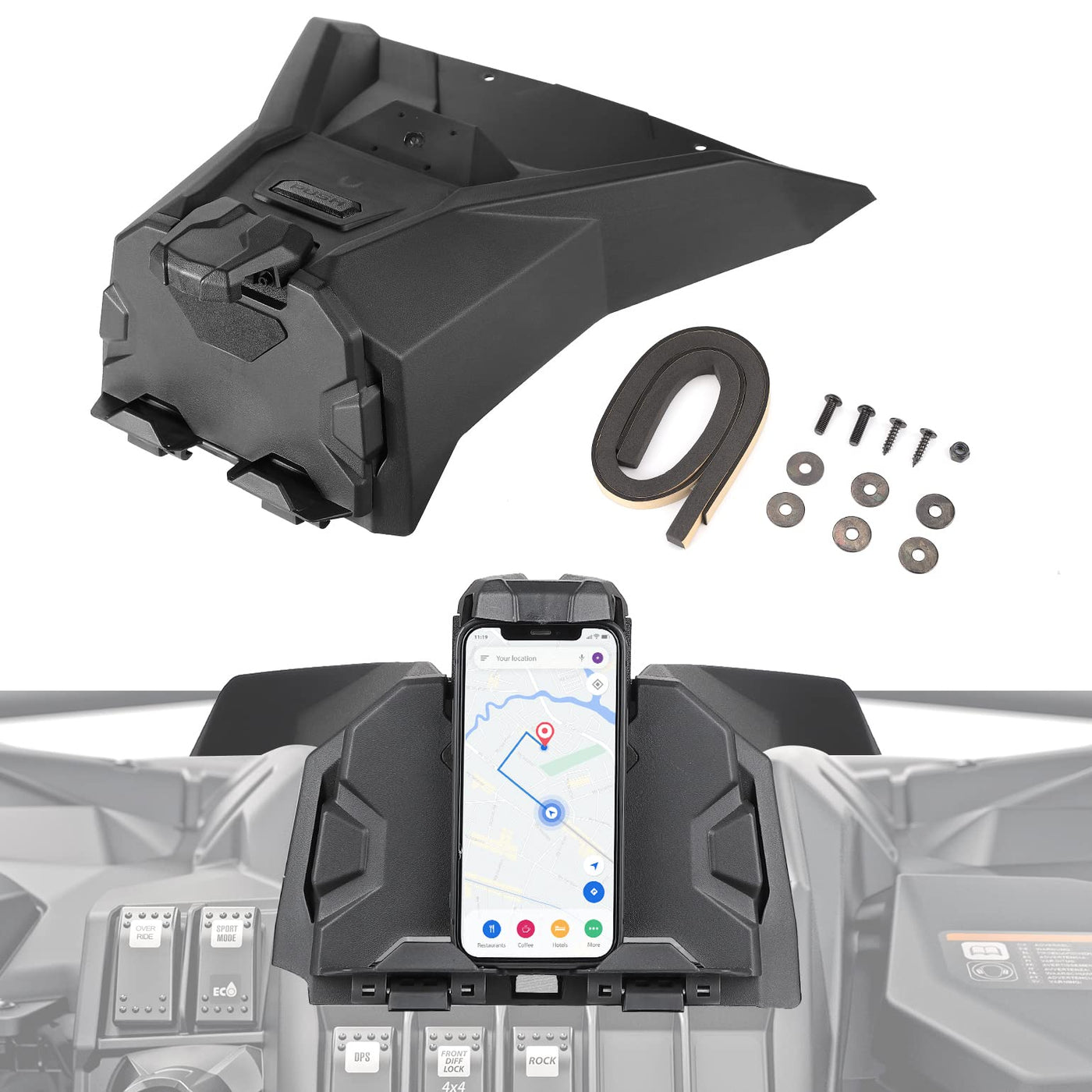 Tablet Holder, GPS Mount With Storage Box For Can Am Maverick Sport Trail - Kemimoto