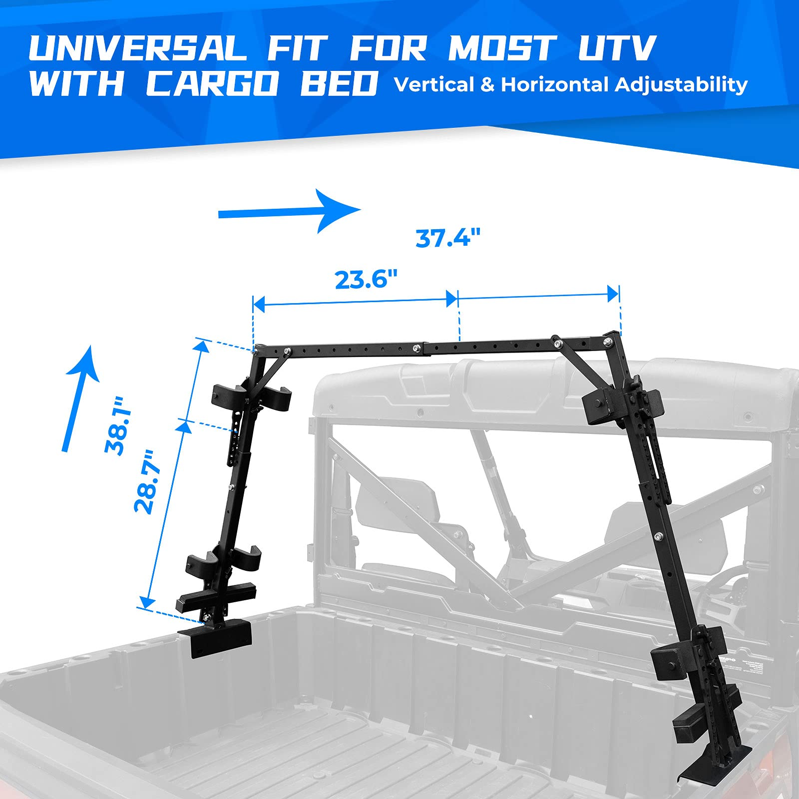 UTV Sporting Clays Shotgun Holders, Universal 4 Gun Bed Rack - Kemimoto