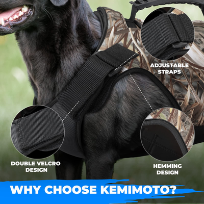 Camo Dog Hunting Vest with Chest Wear-Resistant and Unique Wrapped Edge(Medium) - Kemimoto