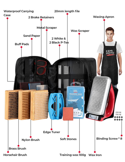 Ski Snowboard Tuning Kit With Waxing Iron, Training Wax, Edge Tuner, Apron, Brush - Kemimoto