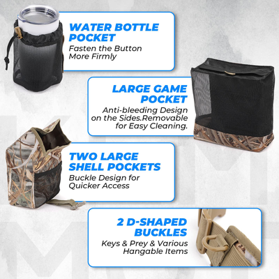 Camo Dove Belt with Game Pouch Shell Bottle Bags - Kemimoto