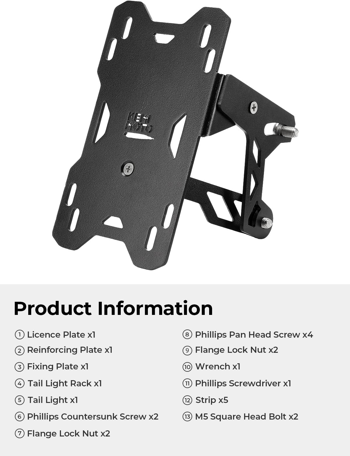 Motorcycle Side Mount License Plate Holder Bracket with LED Signal Light Fit Sportster S RH1250 2021-2023 - Kemimoto