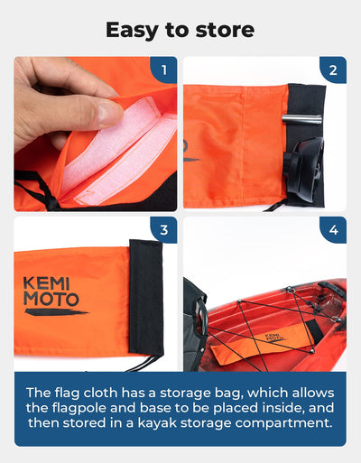 Kemimoto Orange Boat Flag, Kayak Flag with Storage Bag - Kemimoto