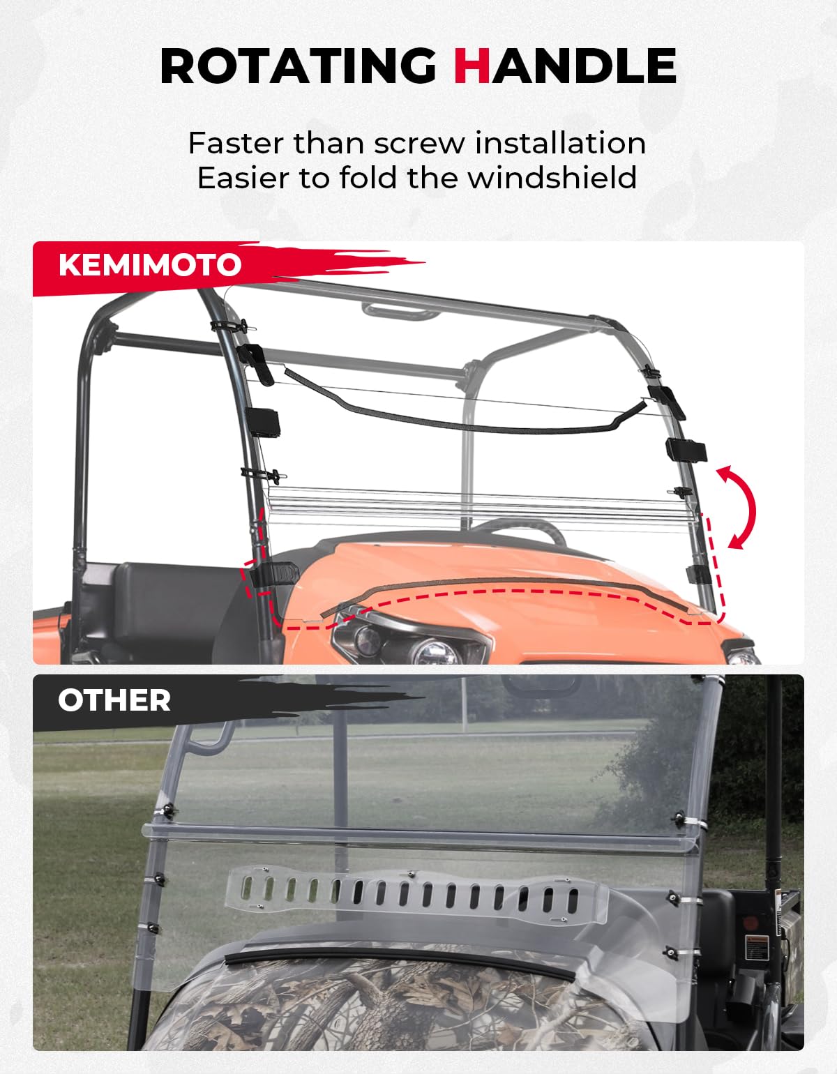 Front Windshield Scratch Resistant For Kubota RTV 400/500/520 - Kemimoto