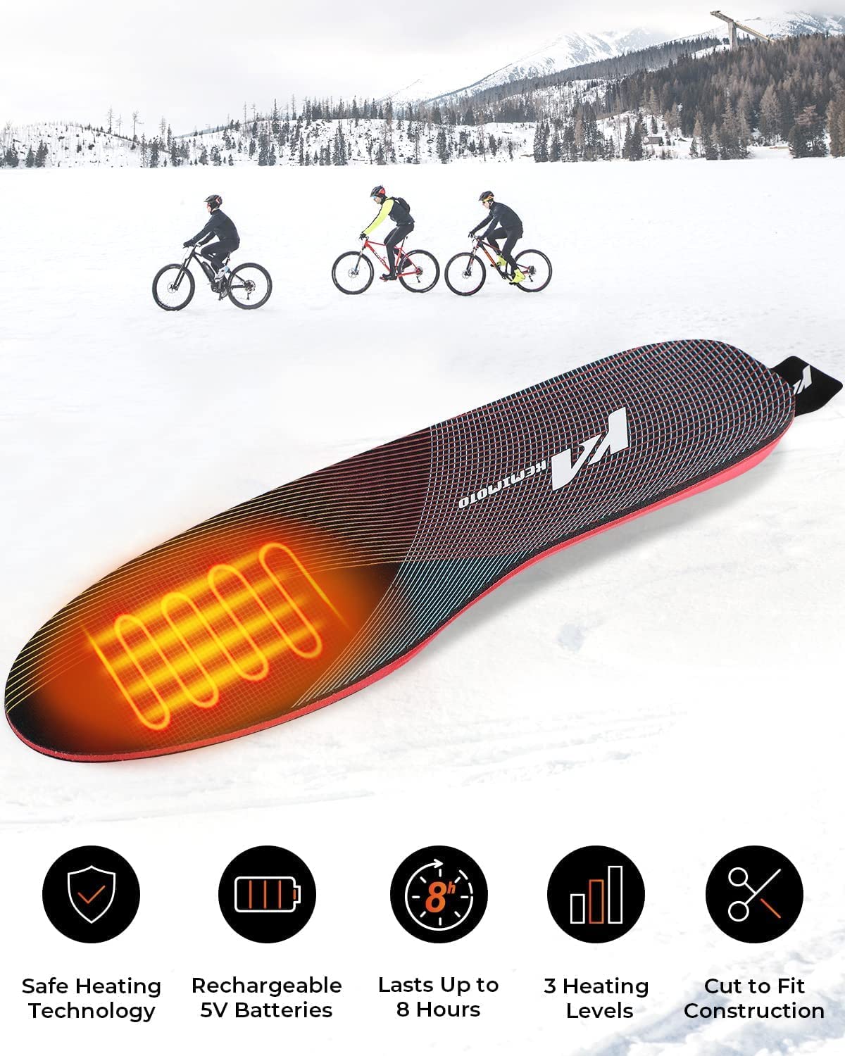 Electric Heated Insole for Winter Sports Ski Hunting Camping Hiking Riding - Kemimoto