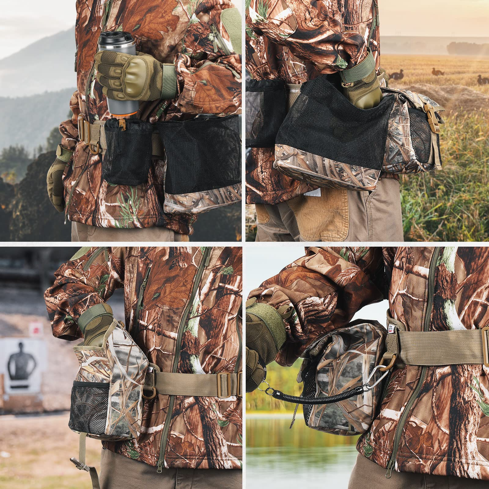 Camo Dove Belt with Game Pouch Shell Bottle Bags - Kemimoto