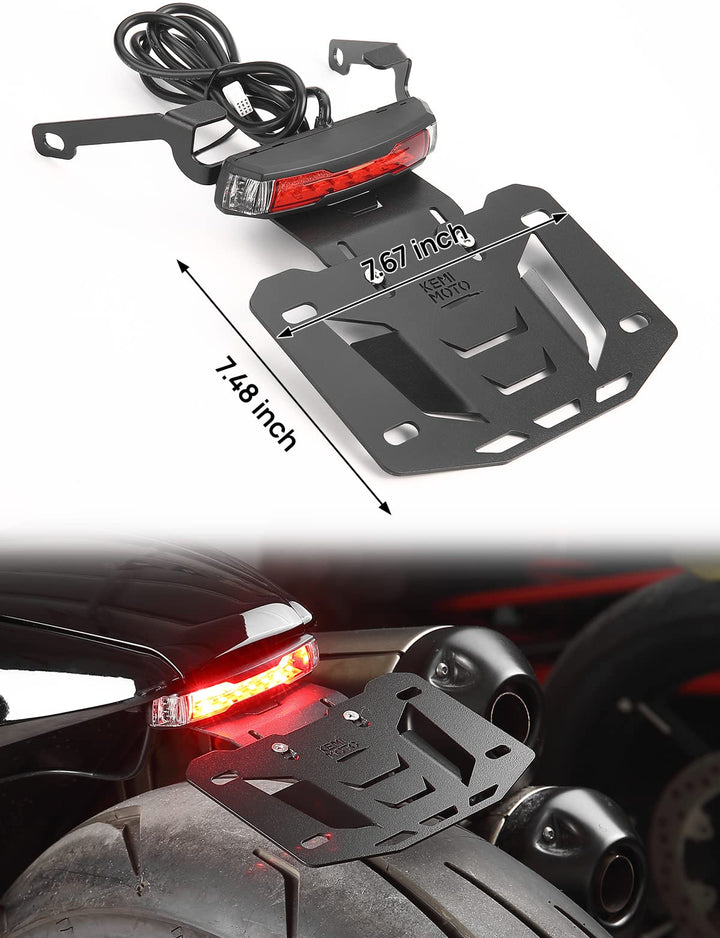 Motorcycle License Plate Bracket with LED Signal Light Fit Sportster S RH1250 2021-2023 - Kemimoto