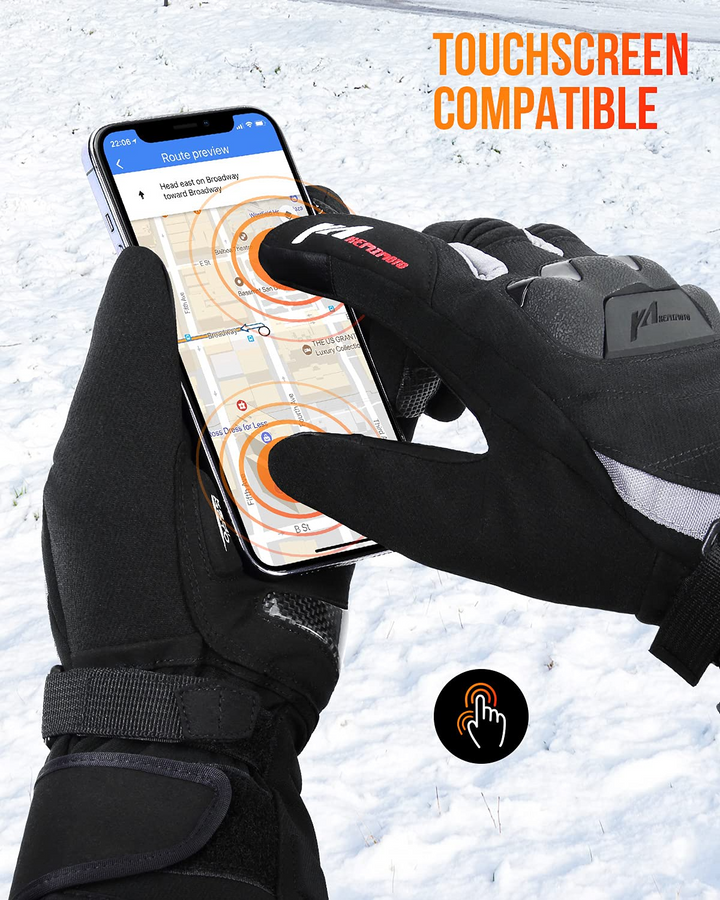 Heated Motorcycle Gloves Waterproof Touchscreen for Men and Women 7.4V 2500mAh - Kemimoto