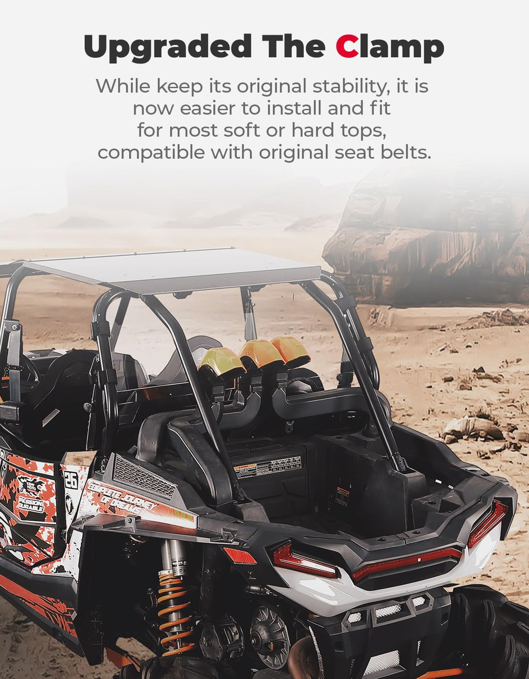 Heavy Duty Rear Clear Windshield Fit Polaris RZR XP 1000 / RZR XP 4 1000 - Kemimoto