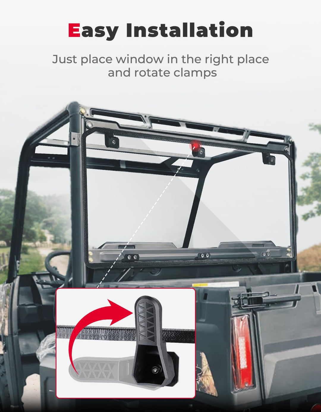 Midsize 570 Rear Windshield Fit Polaris Ranger 500 / Crew 570 - Kemimoto