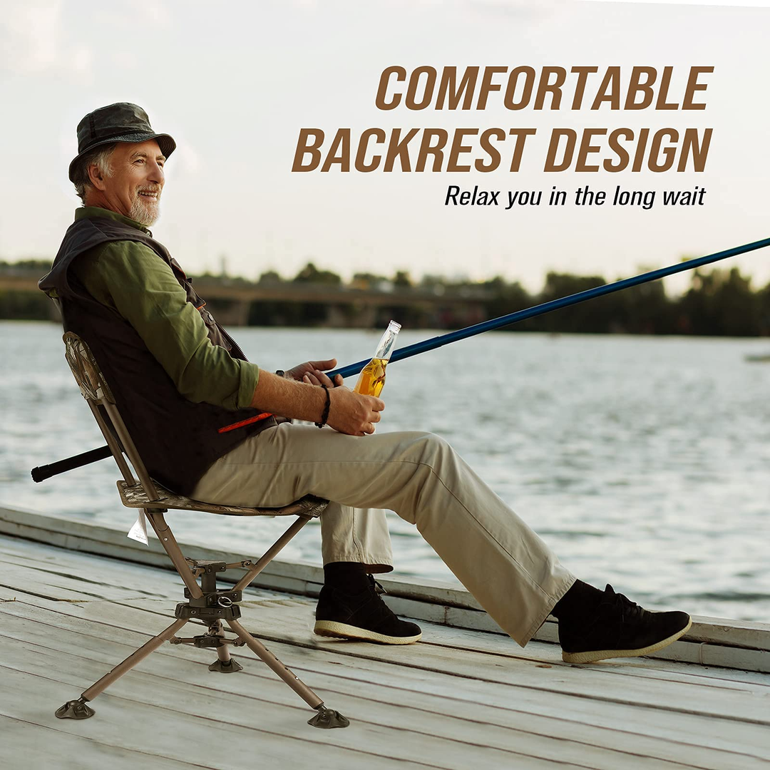 360°Tripod Swivel Hunting Chair with Backrest - Kemimoto