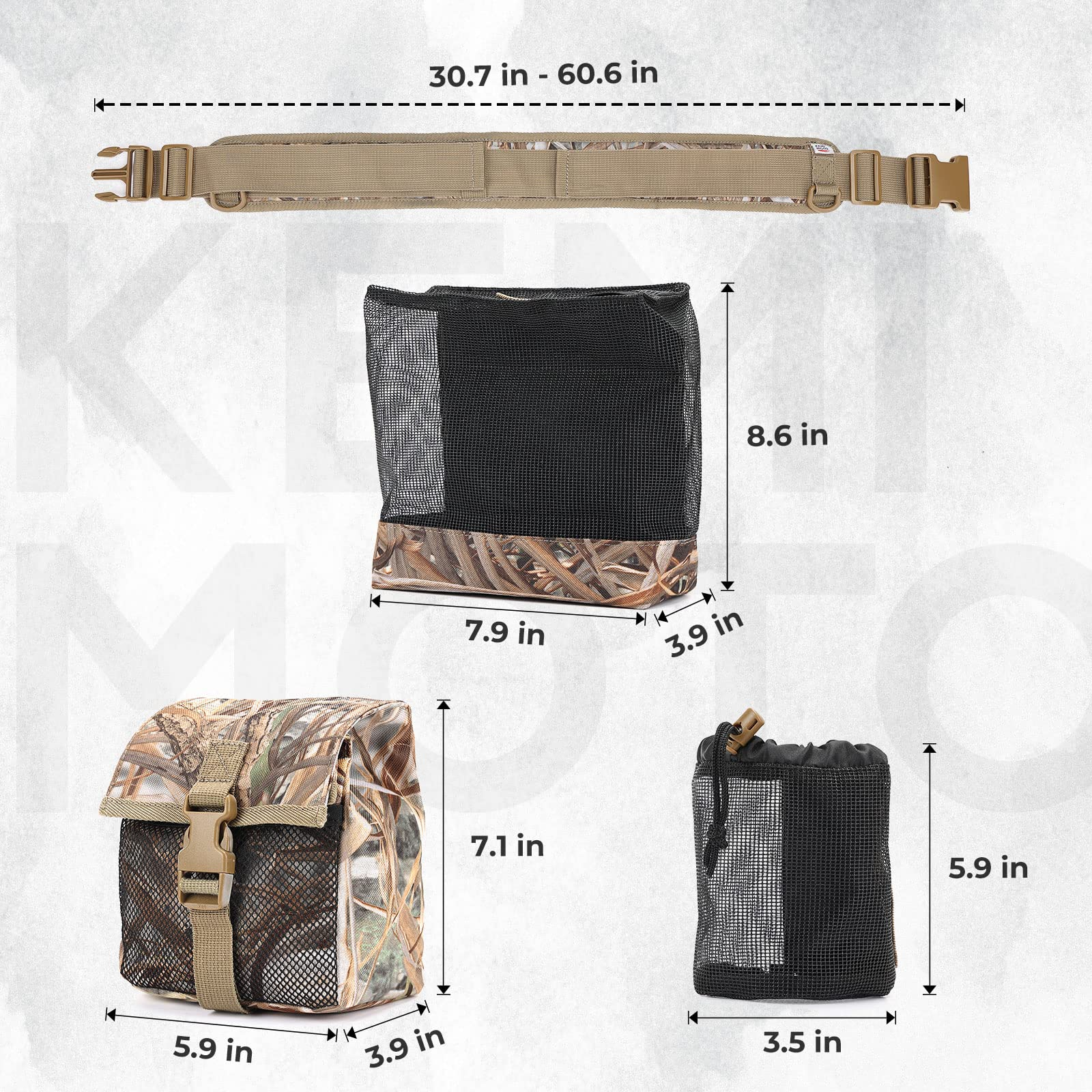Camo Dove Belt with Game Pouch Shell Bottle Bags - Kemimoto