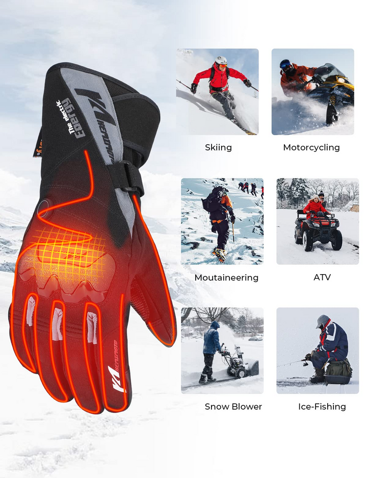 Heated Motorcycle Gloves Waterproof Touchscreen for Men and Women 7.4V 2500mAh - Kemimoto