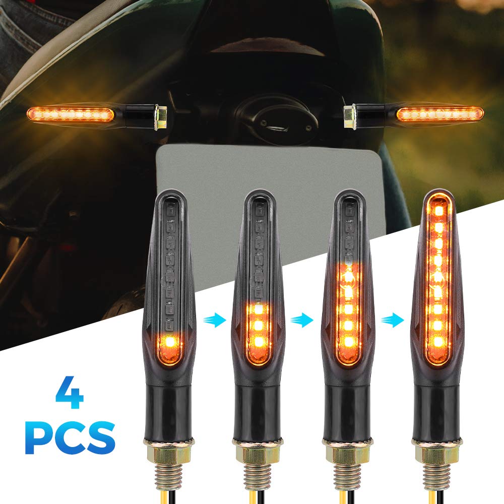 4PCS Motorcycle Turn Signal Light, 12V LED Turn Indicator Flowing Lights With E24 Mark - Kemimoto