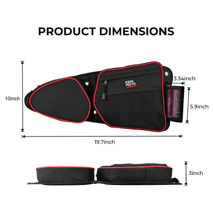 Polaris RZR XP 1000 900XC S900 Front Door Side Door Bags with Knee Pad - Kemimoto