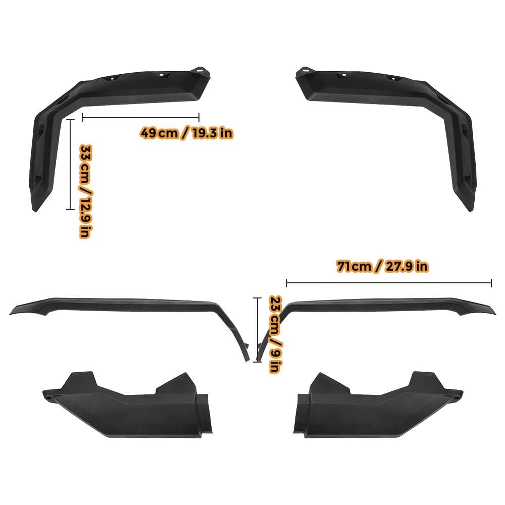 Can Am Defender Fender Flare, Front and Rear Extended Mud Guards - Kemimoto